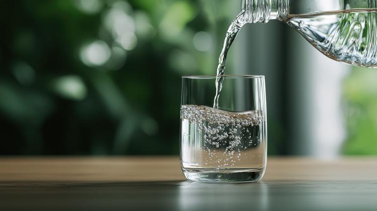 jarra colocando água em copo em cima da mesa